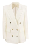 Max Mara Verace Double Breast Linen Blazer In Cream