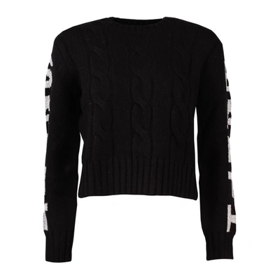 Saint Barth Lurex Print Woven Crewneck Sweater In Black