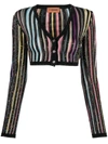 Missoni Sequin-embellished Striped Cropped Cardigan In Black