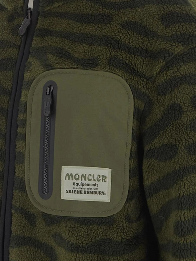 Moncler Genius Salehe Bembury Shell-trimmed Zebra-print Fleece Jacket In Green