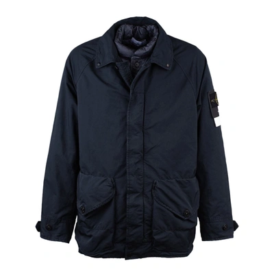 Stone Island Car Coat In David-tc In Blue
