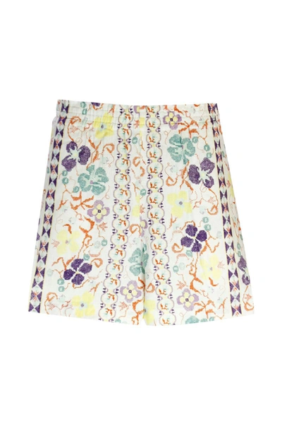 See By Chloé Printed Linen Blend Shorts In Multicolor