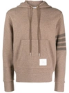 Thom Browne Men's Jersey 4-bar Knit Hoodie In Brown