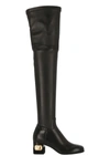 Valentino Vlogo Heel Thigh-high Boots In Black