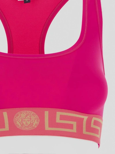 Versace Greca Border Gym Bra In Pink