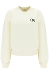 OFF-WHITE OFF-WHITE CREW-NECK SWEATSHIRT WITH FLOCKED LOGO WOMEN