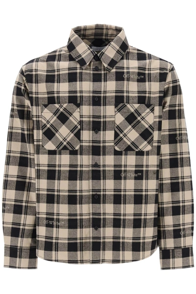 OFF-WHITE OFF-WHITE FLANNEL SHIRT WITH LOGOED CHECK MOTIF MEN