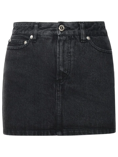 Apc A.p.c. Washed Denim Mini Skirt In Black