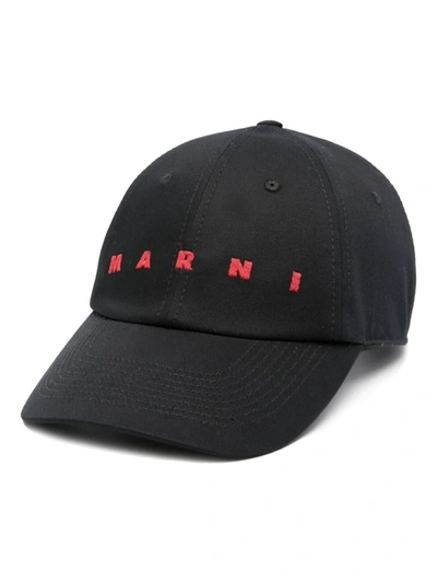 Marni Logo刺绣棒球帽 In Black
