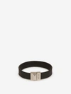 Saint Laurent Logo Leather Bracelet In Black