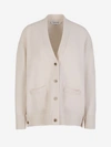 Victoria Beckham Ivory Lambswool Double Layer Cardigan In Side Panel Design