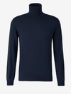 Zanone Wool Turtleneck Sweater In Indigo Blue
