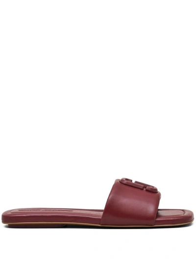 Marc Jacobs The J Leather Slide Sandals In Gray