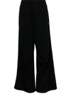Mm6 Maison Margiela High-waisted Cotton Flared Trousers In Black