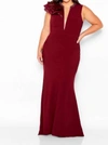 Cameron Blake Deep V-neck Flare Dress In Wine In Pink