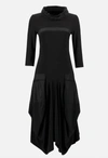 JOSEPH RIBKOFF COWL NECK COCOON DRESS WITH POCKETS IN BLACK