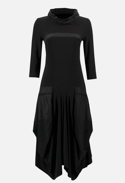 Joseph Ribkoff Cowl Neck Cocoon Dress With Pockets In Black