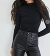 Veronica Beard Theresa Ruched Turtleneck In Black
