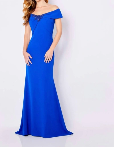 Cameron Blake Off The Shoulder Dress In Royal In Blue