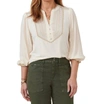 Democracy Ruffle Edge Neck Top In French Vanilla In Multi