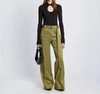 PROENZA SCHOULER WHITE LABEL COTTON TWILL CARGO PANTS IN KHAKI GREEN