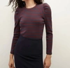 Veronica Beard Delano Stripe Puff Sleeve Cotton Top In Multi