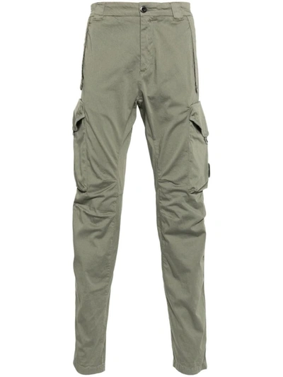 C.p. Company Lens Cotton Cargo Trousers In Green