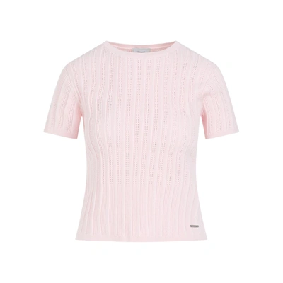 Moncler X Rick Owens Erdem Short Sleeve Crew Neck Knit Top In Nude & Neutrals