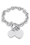 DELMAR OVAL LINK HEART CHARM TOGGLE BRACELET