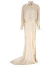 Attico Satin Chemisier Dress Draped Skirt In White