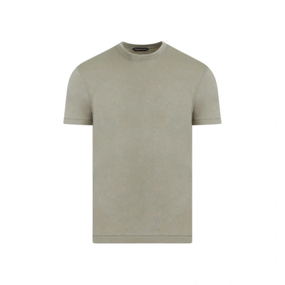 Tom Ford Cotton Blend Melange Crew Neck T-shirt Clothing In Green