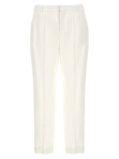 Balmain Mens White Mid-rise Tapered Cargo Trousers