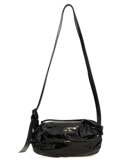 Jil Sander Small Cushion Leather Shoulder Bag In Black