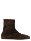 Maison Margiela Tabi Flat Suede Boots In Brown