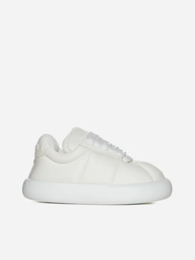 Marni Padded Leather Sneakers In Lily White