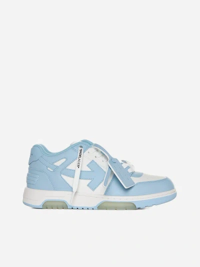 Off-white Leather Out Of Office Sneakers In White,light Blue