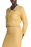 St John Sequin Stretch Twill Knit 3/4 Sleeve Jacket In Golden Rod/light Khaki Multi