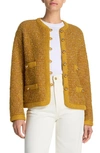 St John Lurex And Eyelash Textured Signature Knit Jacket In Marigold Multi