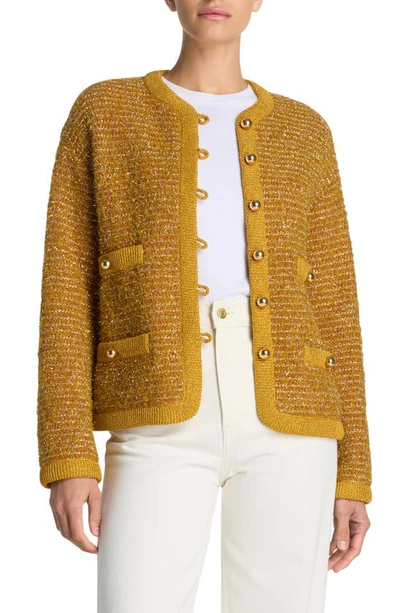 St John Lurex And Eyelash Textured Signature Knit Jacket In Marigold Multi