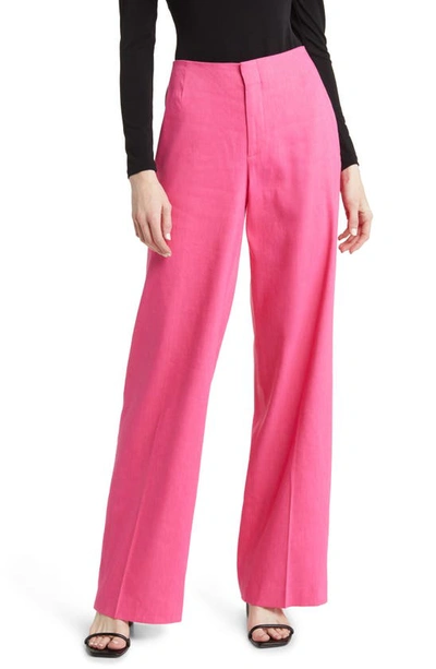 Frame High Rise Wide Leg Trouser In Flamingo In Pink