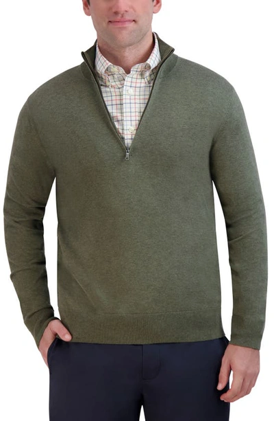 Brooks Brothers Supima Cotton Half-zip Sweater | Dark Green Heather | Size Xs