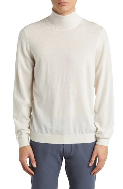 Hugo Boss Slim-fit Rollneck Sweater In Virgin Wool In White