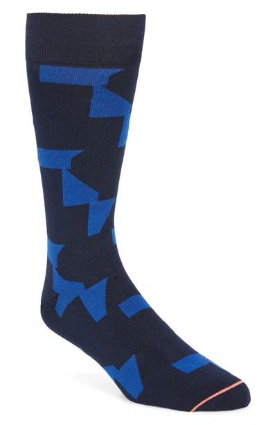 Paul Smith Geometric Print Dorian Socks In Navy