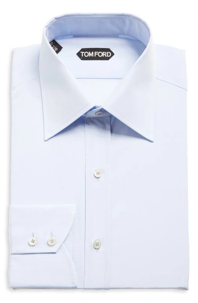 Tom Ford Spread-collar Slim-fit Cotton-poplin Shirt In White & Light Blue