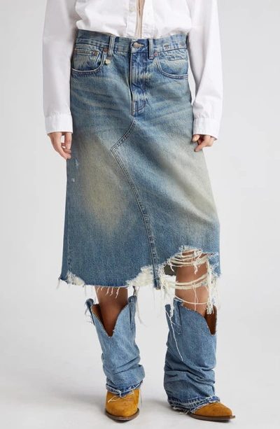 R13 JESSE DESTROYED HEM DENIM SKIRT