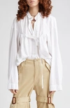 R13 BUCKLED STRAP COTTON BUTTON-UP SHIRT