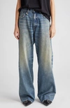 R13 D'ARCY DISTRESSED LOOSE WIDE LEG JEANS