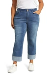 WIT & WISDOM 'AB' SOLUTION ROUND UP HIGH WAIST TWO TONE ANKLE JEANS