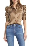 FRAME GILLIAN THREE-QUARTER SLEEVE SILK BUTTON-UP SHIRT