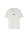 Jil Sander White T-shirt With Short Sleeves And Contrasting Logo Print In Cotton Man In Nude & Neutrals